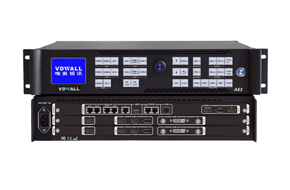 VDWALL A63 4K multi-win mosaic LED video wall processor with HDMI2.0 outputs