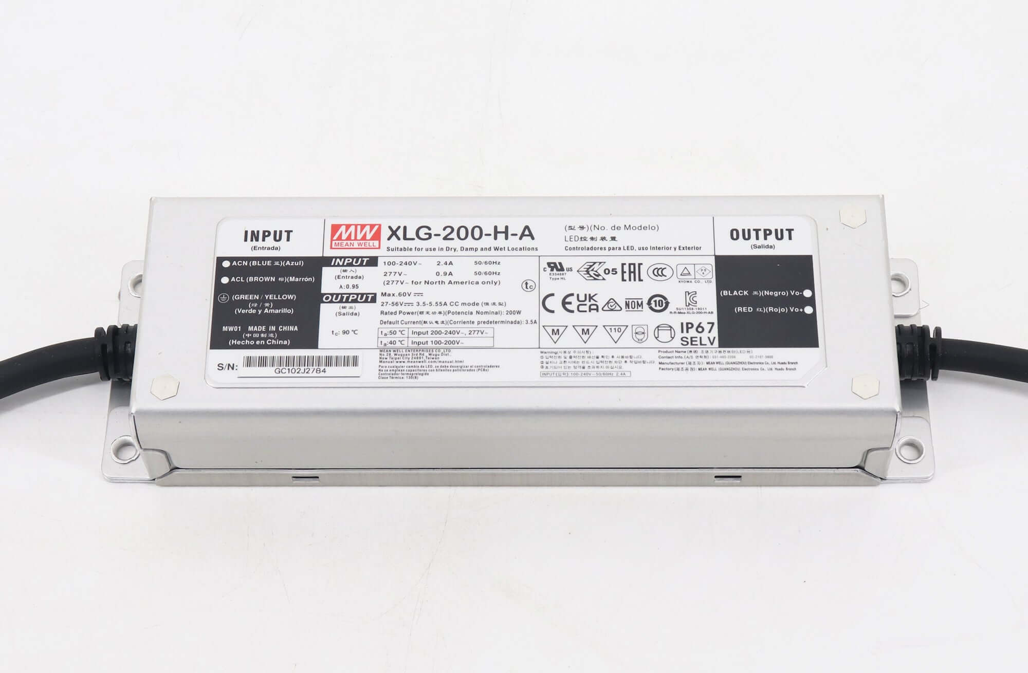 Taiwan Meanwell MW XLG-200-H-A LED Driver Power Supply